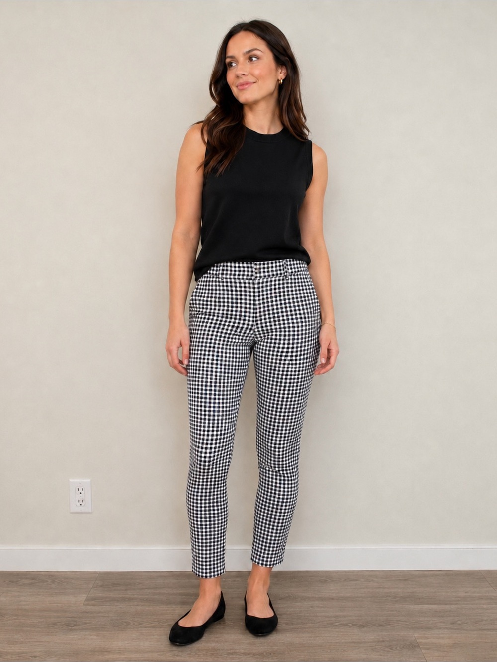 Old Navy Pixie Ankle Pants Gingham Check Stretch Slim Fit 
Size 2P